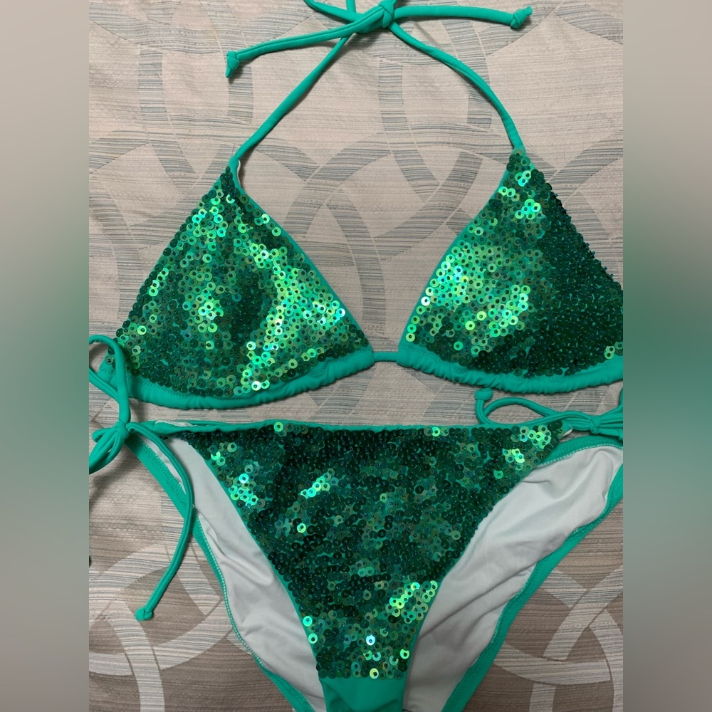 NWOT Victoria's Secret Mermaid Sequin Bikini Set, Size Large L